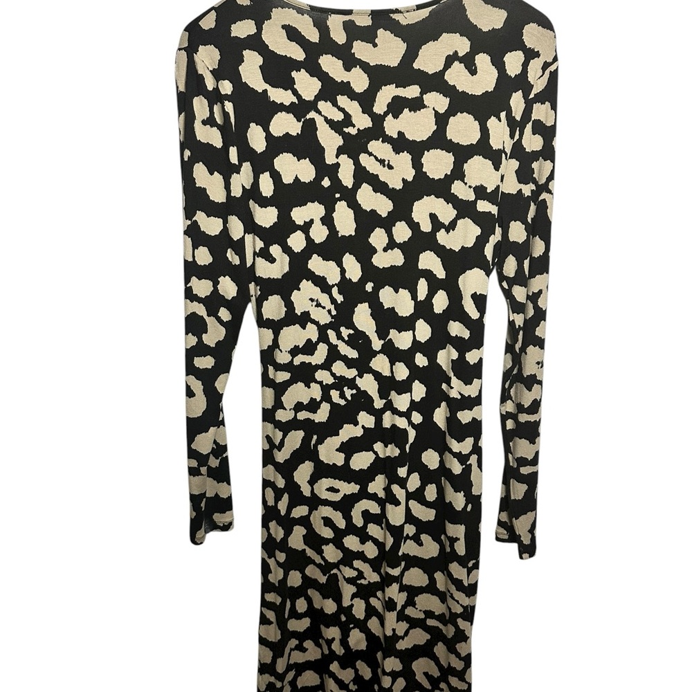 Banana Republic Faux Wrap dress Knit Stretch Animal Print L - Picture 3 of 7
